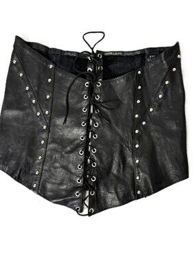 Vtg Y2K XTC Leather Under Bust Waist Cincher Corset Sz Small